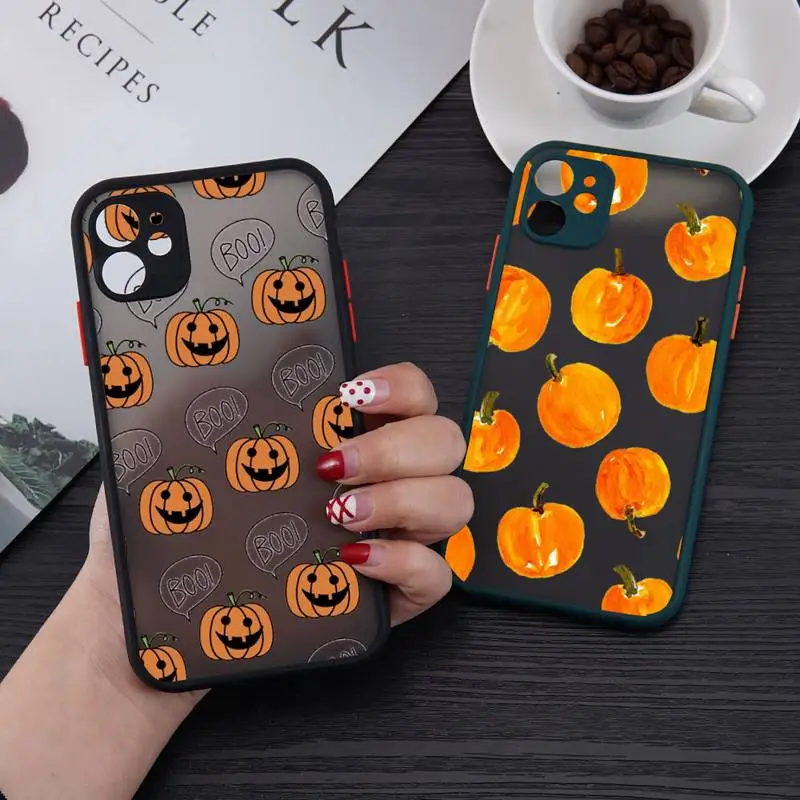 

Fallen leaves pumpkin autumn Phone Case matte transparent For iphone 7 8 11 12 plus mini x xs xr pro max cover
