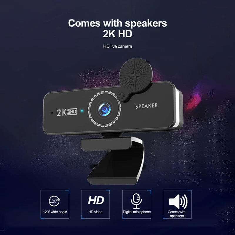 

Веб-камера с автофокусом, 2K, Full HD, с микрофоном