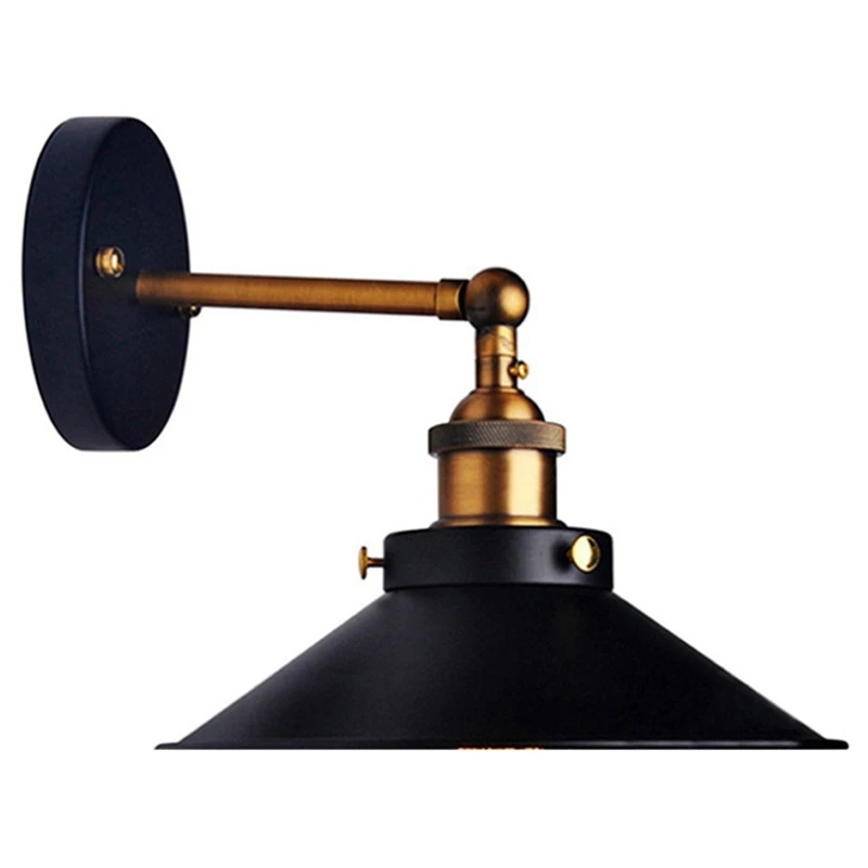 

Industrial Retro Nordic Creative Lamp Aisle Bedroom Bedside Single Head Small Black Umbrella Wall Lamp