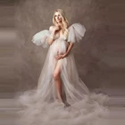 Красивые платья с открытыми плечами из тюля для беременных прозрачные сексуальные женские платья больших размеров из тюля для беременных для фотографии