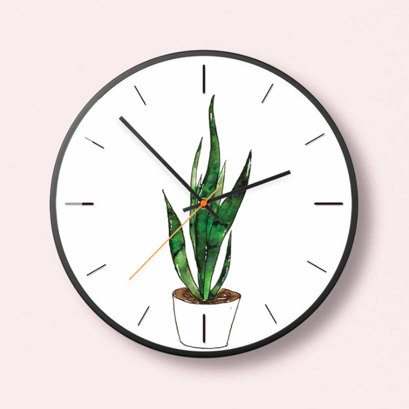 Настенные часы С КАКТУСОМ зеленые креативные кварцевые металлические