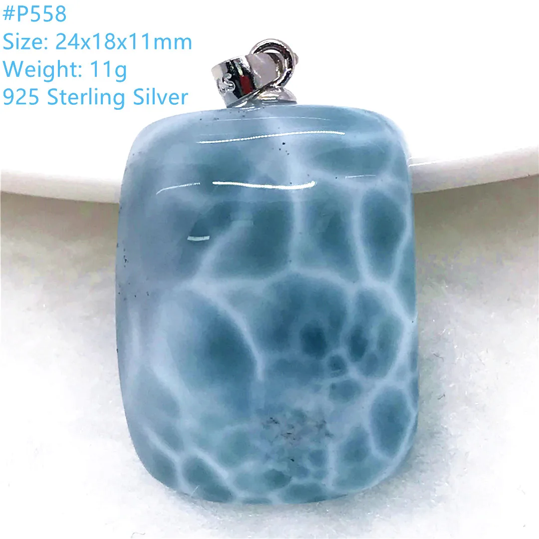 

Top Natural Blue Larimar Pendant For Women Man Luck Healing Gift 24x18x11mm Beads Dominica Crystal Gemstone Silver Jewelry AAAAA