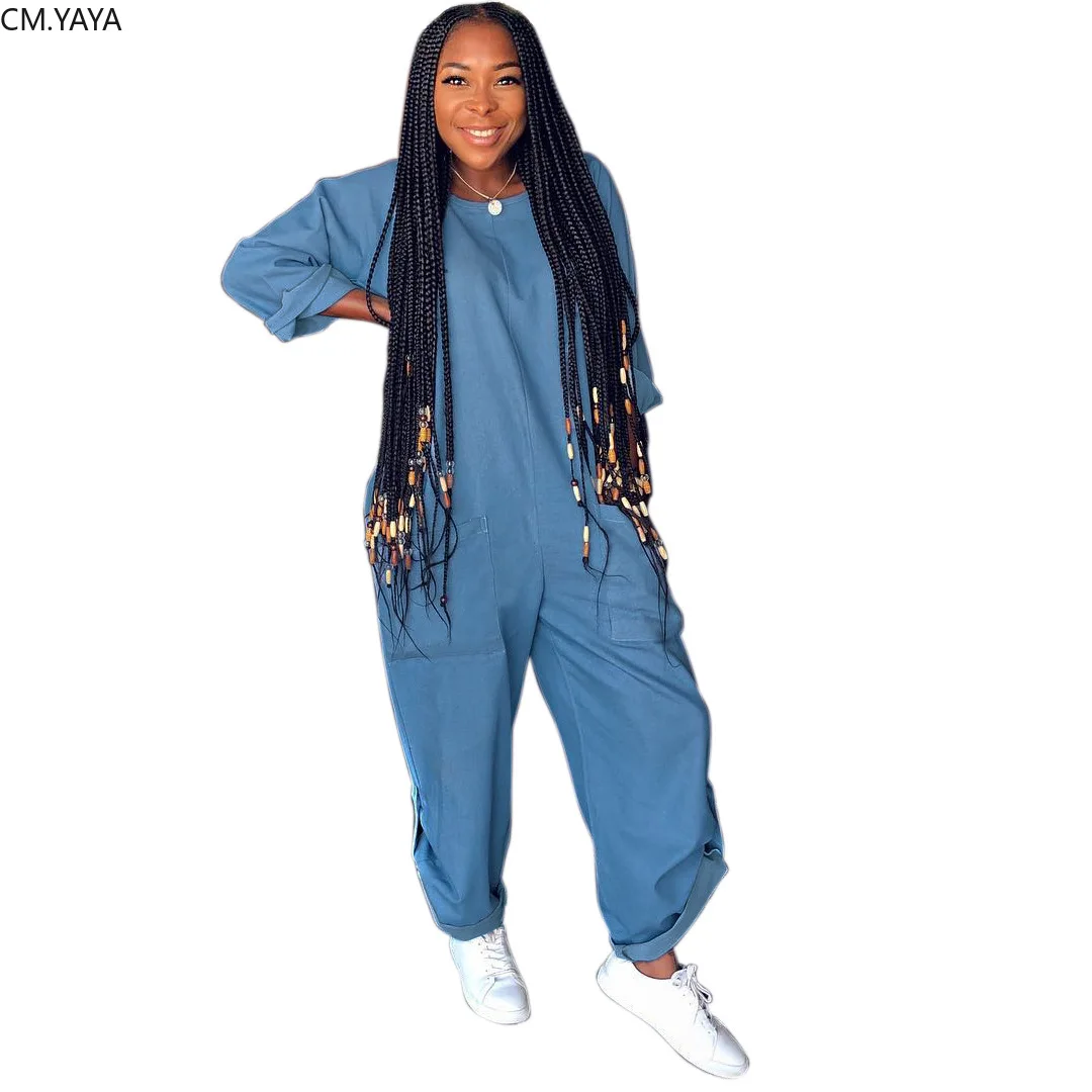 Осенний женский модный свободный джинсовый комбинезон с длинными рукавами и