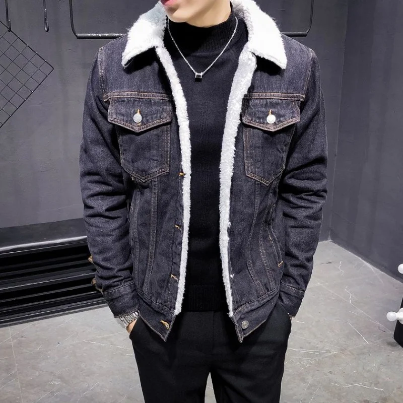 

Winter Lining Plush Jacket Men Thick Lamb Collar Corduroy Cotton Coat Jacket Fashion Men Slim Short Warm Jacket Plus Size 6XL