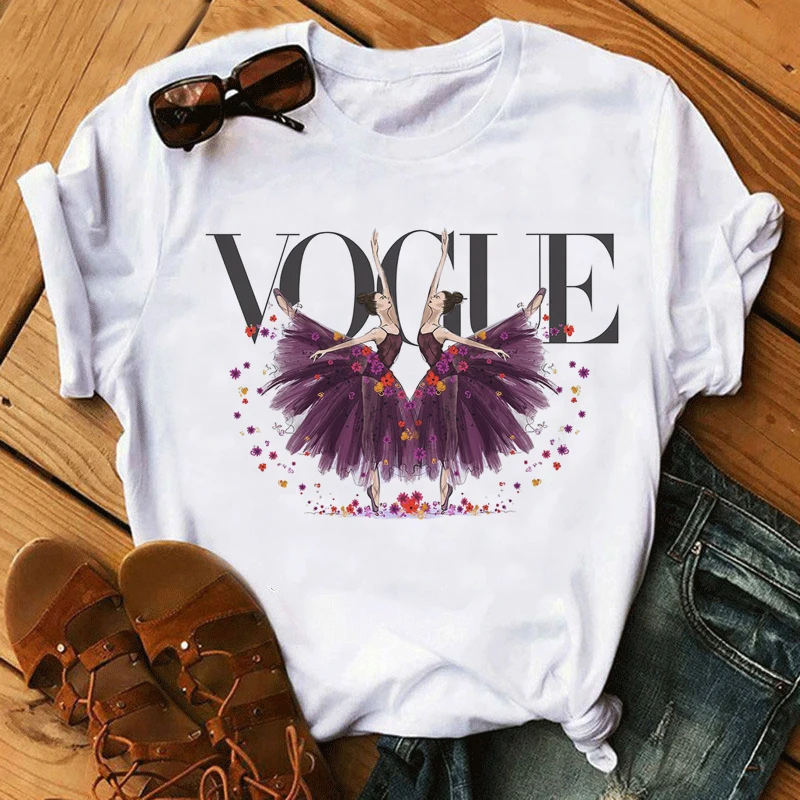 

Harajuku T Shirt Women Clothes Tee Shirt Femme Ballet Dance Causal Streetwear Aesthetic Tops Korean Vogue Camiseta Mujer