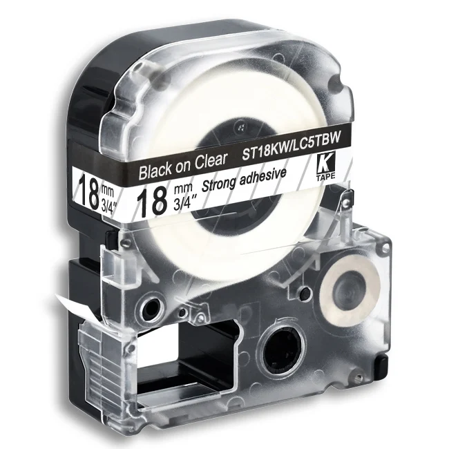 CIDY 18 мм черный на белом SS18KW/LC-5WBN LC 5WBN LC-5WBN9 клейкая лента для kingjim/epson Для LW300 LW400 LW-600P LW-700P - Цвет: black on clear