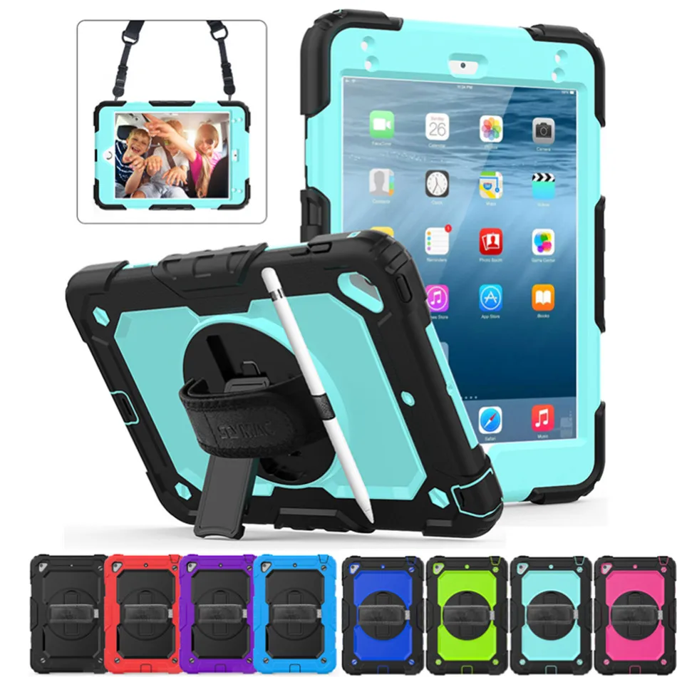 

360 Degrees Rotating Case for IPad Mini 5 Mini5 Mini4 7.9'' 2019 Cover Hand Strap Shoulder Strap Shockproof Kids Cases Funda