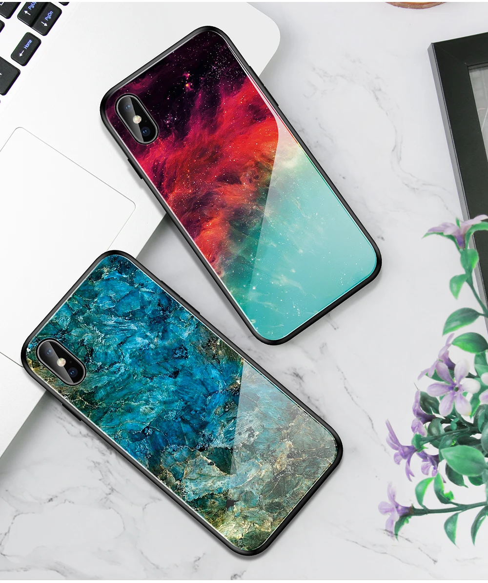 Чехол Heyytle из закаленного стекла с градиентом для iPhone 7, 8 Plus, 6, 6 s, чехол с изображением звездного неба, для iPhone X, XS, XR, 11 Pro, Max, чехол с рисунком