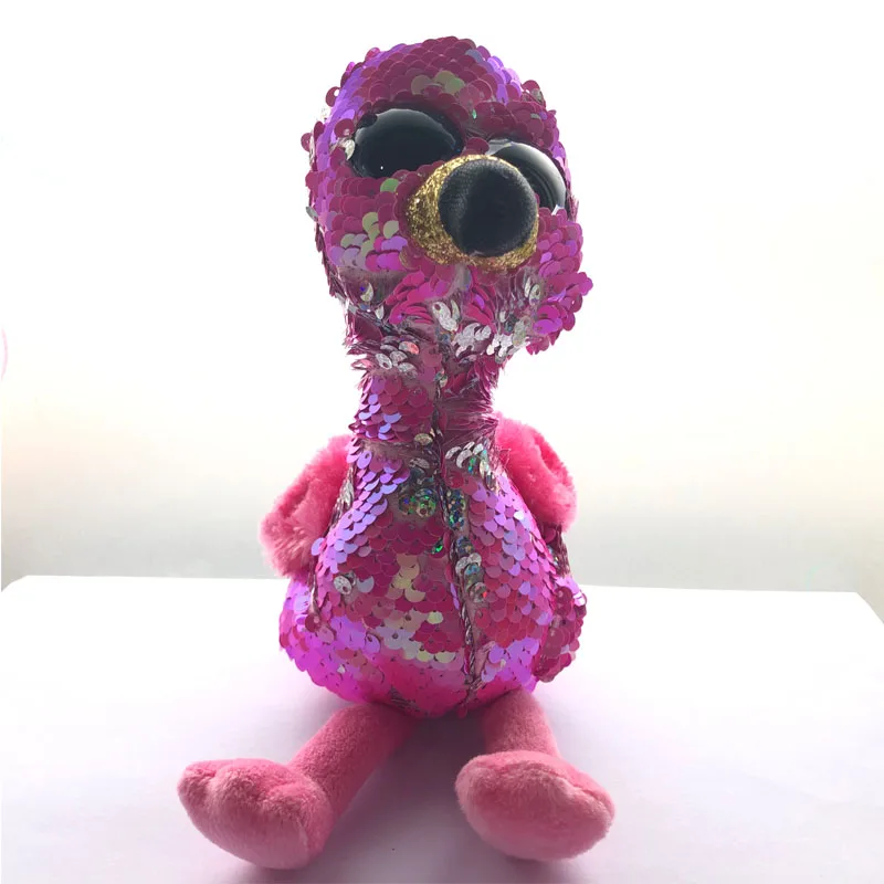 Animal Doll Cute Pink Sequins Flamingo Original baby Soft Plush Toys Birthday Gift 15cm|Мягкие игрушки животные| |