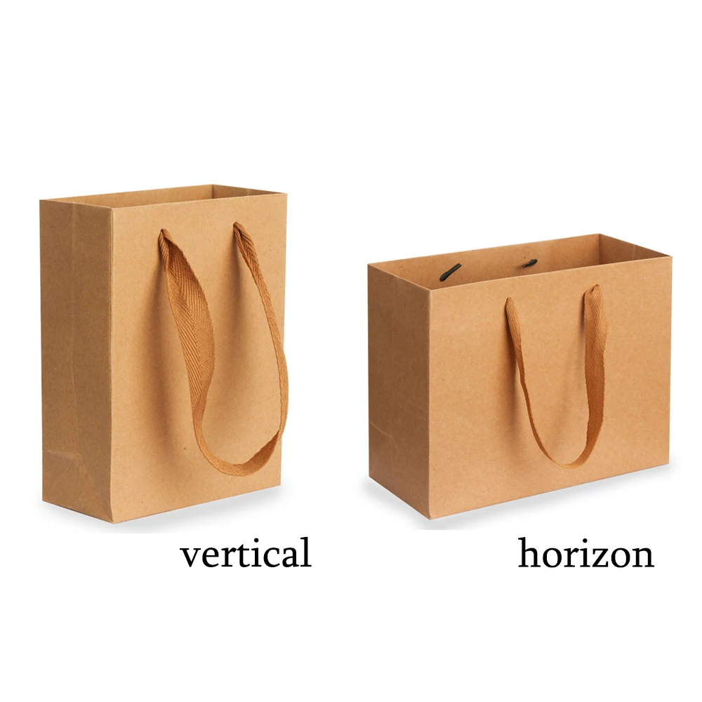 10 шт мульти Размеры подарочные пакеты из крафт-бумаги с нейлоновой нитью ручка