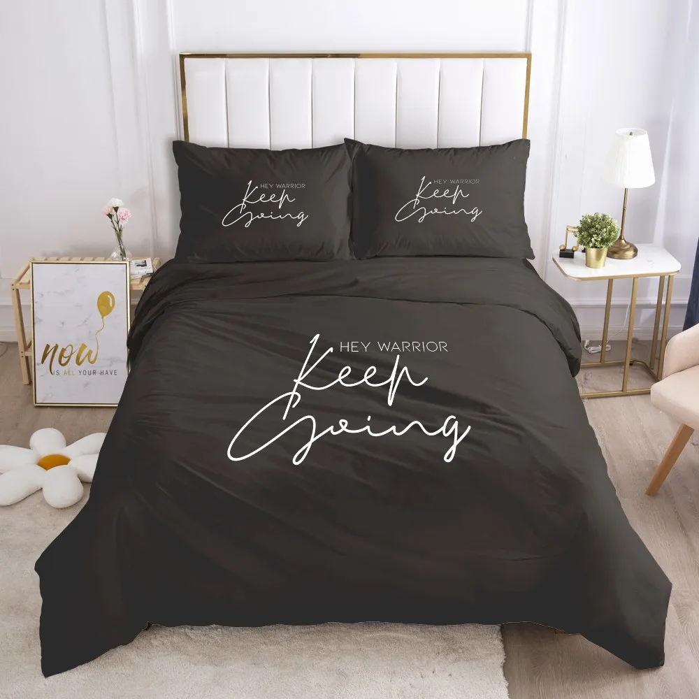

3D Bedding Set Bed Linens Duvet Cover Sets Quilt/Comforter Covers Pillow Case King Queen Single Size Letter Design Bedclothes