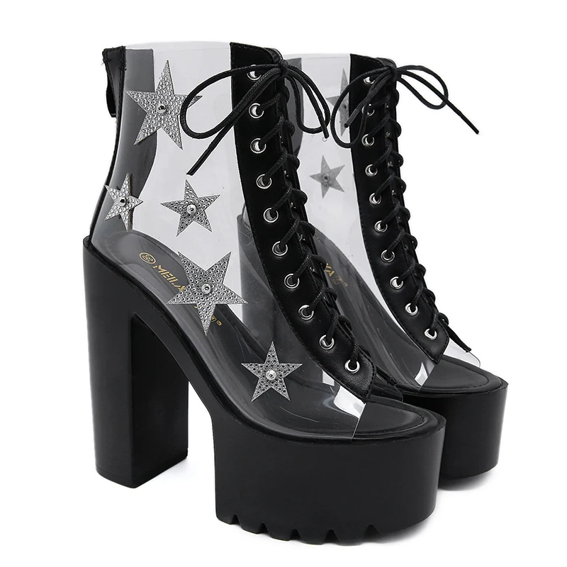 Женские туфли на толстом каблуке водонепроницаемые высоком в стиле хип