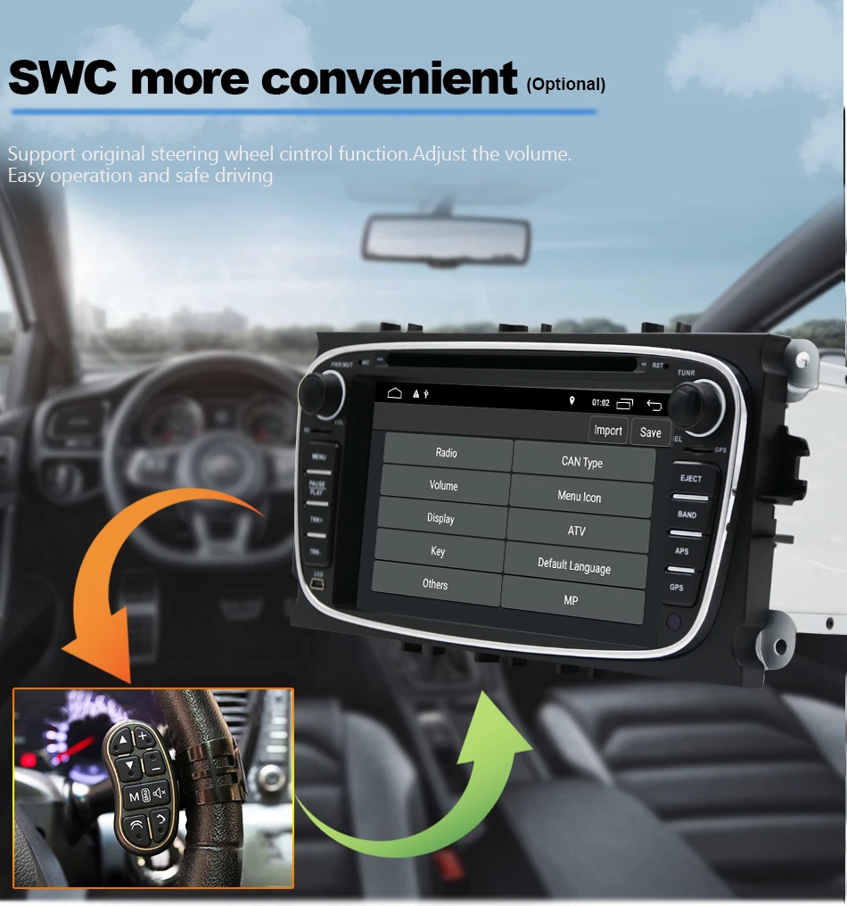 Eunavi 2 Din " Android 9,0 автомобильный dvd-плеер радио онлайн карты gps навигация wifi для Ford focus II Galaxy Transit Tourneo Mondeo