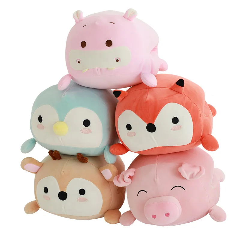 Милая лиса свинка олень бегемот Кит плюшевые игрушки мягкая подушка в виде