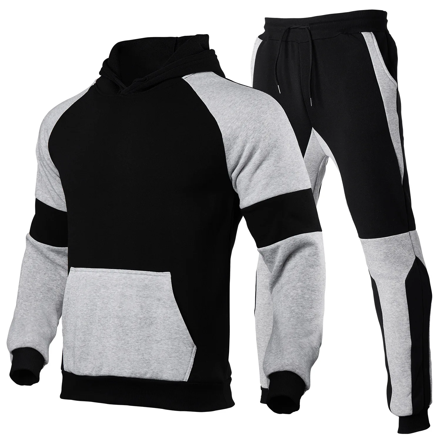 Мужской спортивный костюм ZOGAA однотонный пуловер контрастной прострочки с