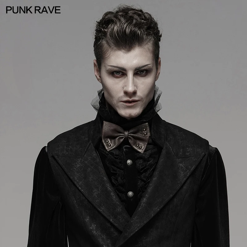 Панк рейв для мужчин стимпанк Винтаж PU кожаный галстук-бабочка Викторианский