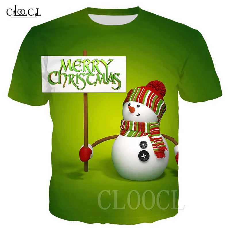 Футболка с 3D принтом снеговика для мужчин и женщин модная Повседневная рубашка