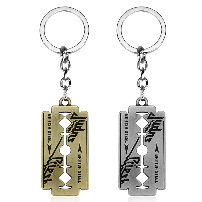 

Rock Band Judas Bronze Silver Color Priest Razor Blade Keychains Fashion Hot Metal Keyring Car Key Chain Pendant Men Jewelry