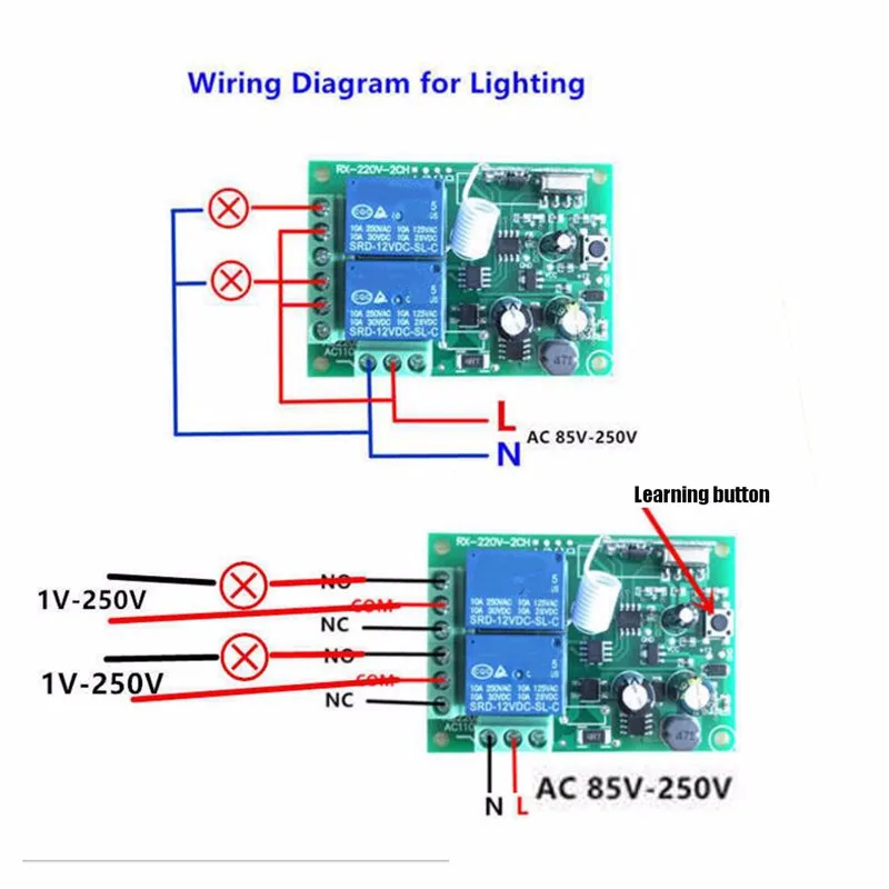 Умный дом DC 12V 220V 10A 315/433MHz 2 канальное беспроводное реле RF дистанционное