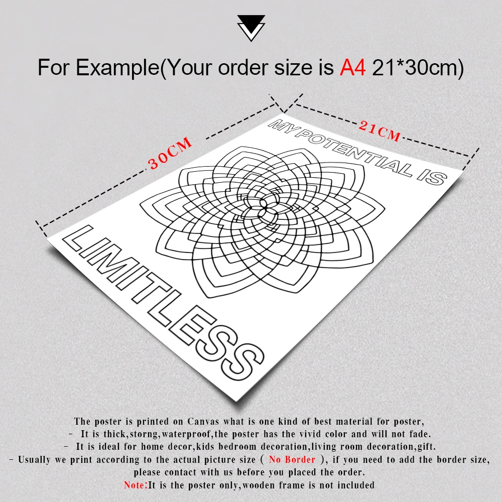 

Mandala Abstract Canvas Poster Growth Mindset Coloring Quote Print Painting Decorative Picture Modern Living Room Decor No Frame