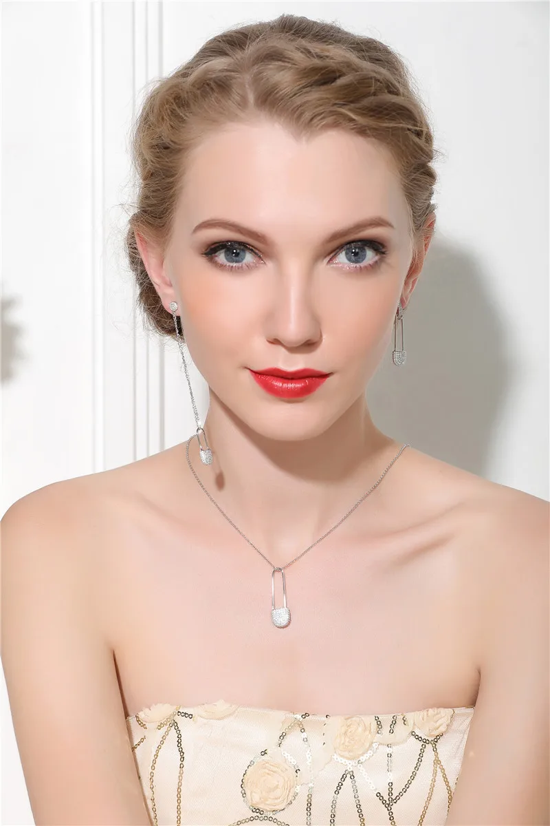 Женское ожерелье из серебра 925 пробы с подвеской-зажимом |