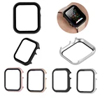 Чехол для Apple Watch Series 2 3 4 5 6, защитный бампер с металлической рамкой и закаленным стеклом, 40 44 мм, аксессуары для iWatch 38 42 мм