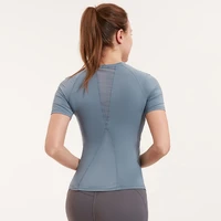 women mesh slim yoga t shirt quick dry breathable fitness gym tees woman jogging short sleeve running training tops thin section