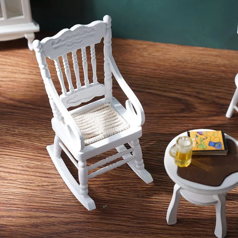 

2021 1:12 Dollhouse Wooden Furniture Model Set Simulation Furniture Play House Toys Miniature Rocking Chair Toy