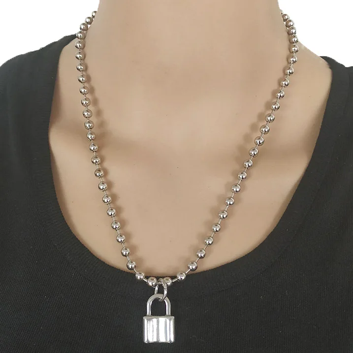 Мужские Базовые цепи из нержавеющей стали круглое ожерелье унисекс с бусинами и