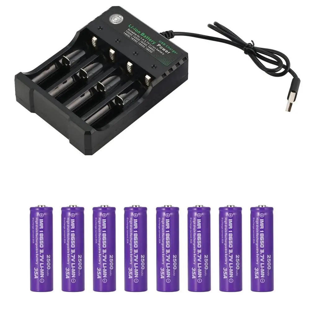 8 battery 4 slots Vtc6 3,7 V 2500Mah литий-ионная аккумуляторная батарея 18650 для sony Us18650 C6 30A электронная сигарета мод+ 18650 зарядное устройство для Devilkin 225W TC - Цвет: 8 battery 4 slots