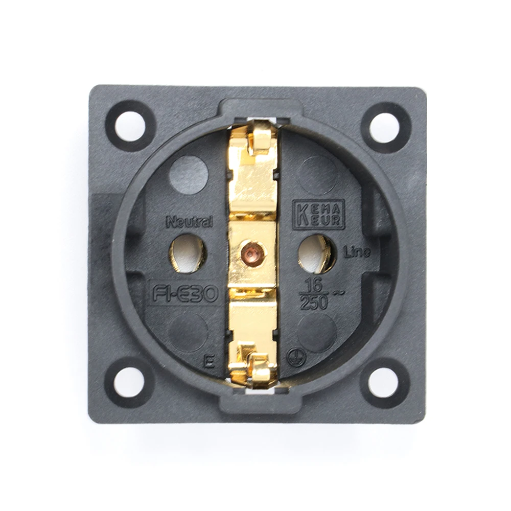 Schuko розетка FI E30 (G) позолоченная/FI (R) родий AC 250V 16A ЕС ЕВРО Чистая медь нейтральный