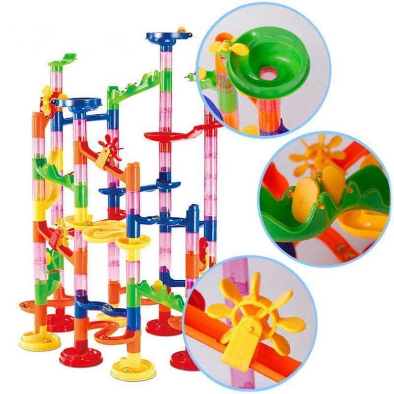 

109pcs Set DIY Construction Marble Run Race Track Building Blocks Kids 3D Maze Ball Roll Toys Children Christmas Gift