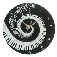 elegant piano keys black and white modern wall clock music notes wave round music keyboard wall clock music lover pianist gift