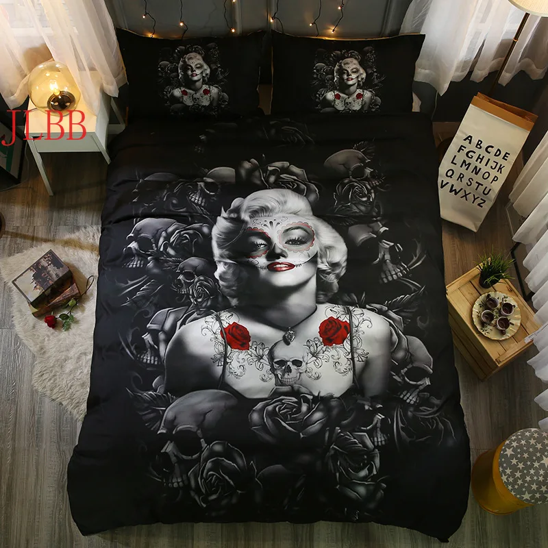 Комплект постельного белья с 3D изображением Мерлин Монро размер king США черный