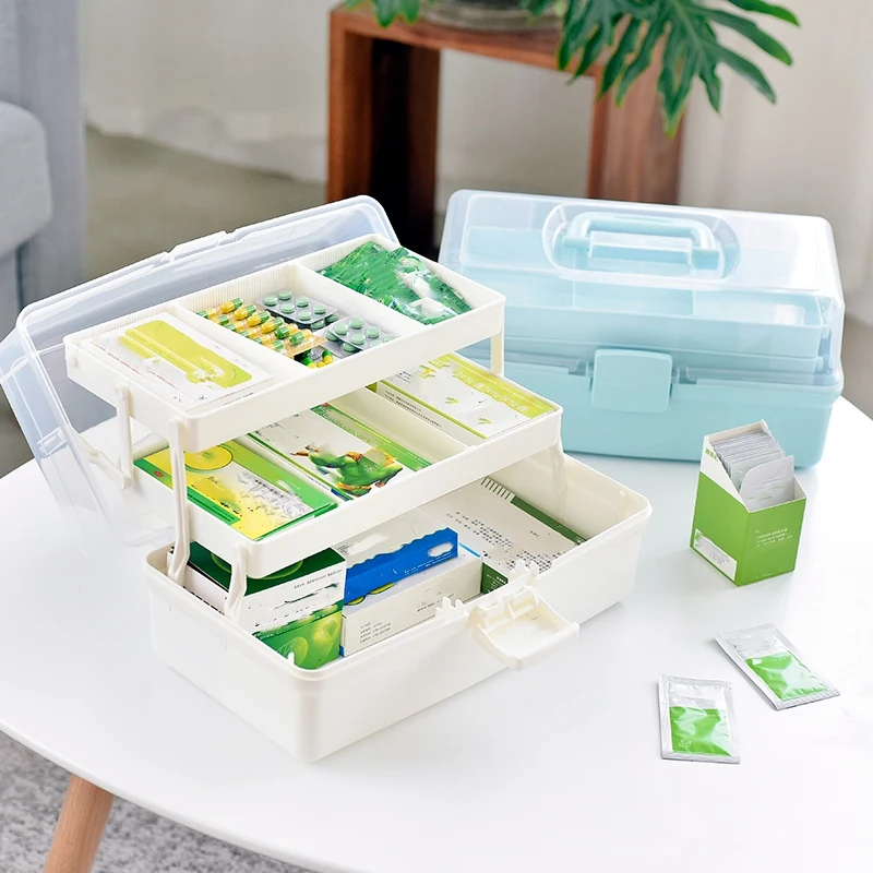3 слойная медицинская коробка портативная аптечка косметика канцелярские