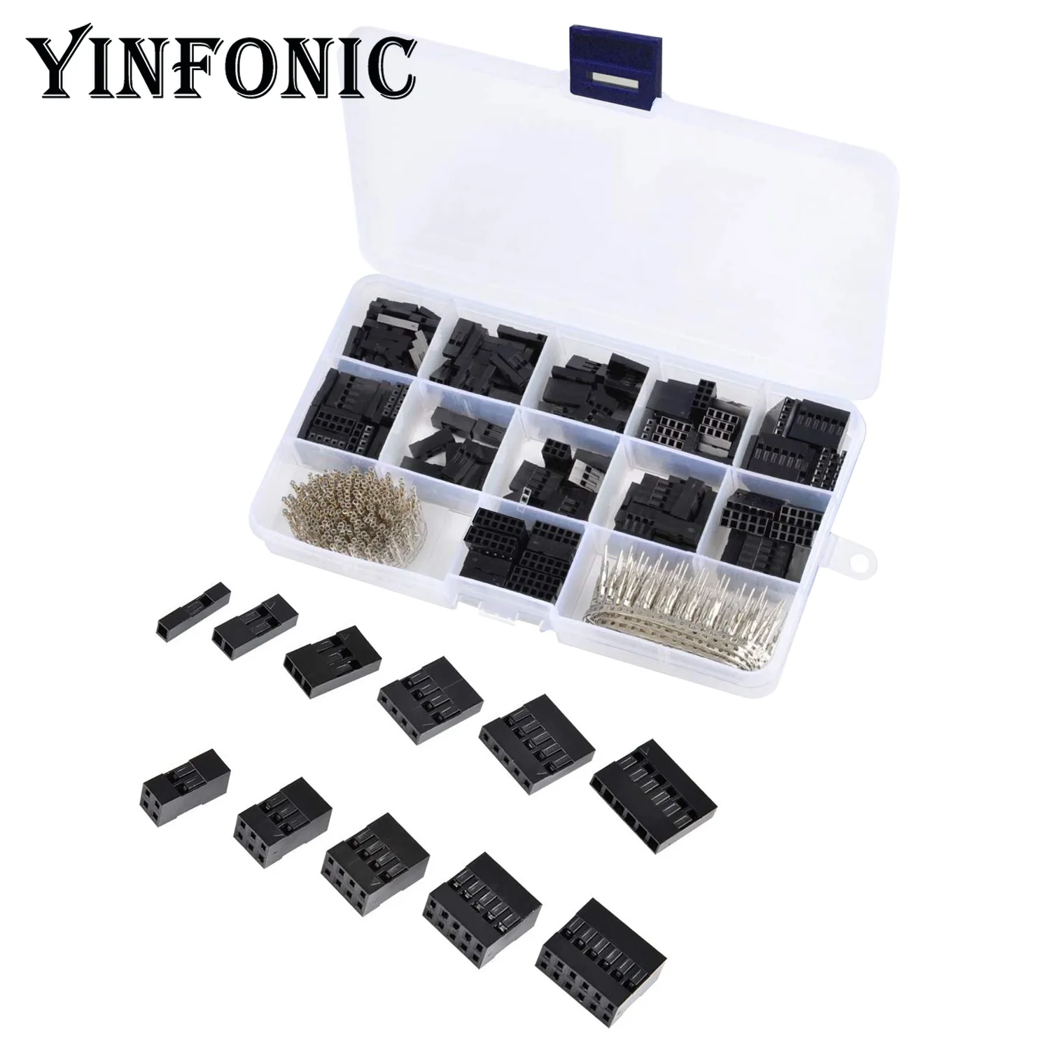 

620pcs DuPont jumper head connector shell with 2.54MM male/female reed butting piece box set