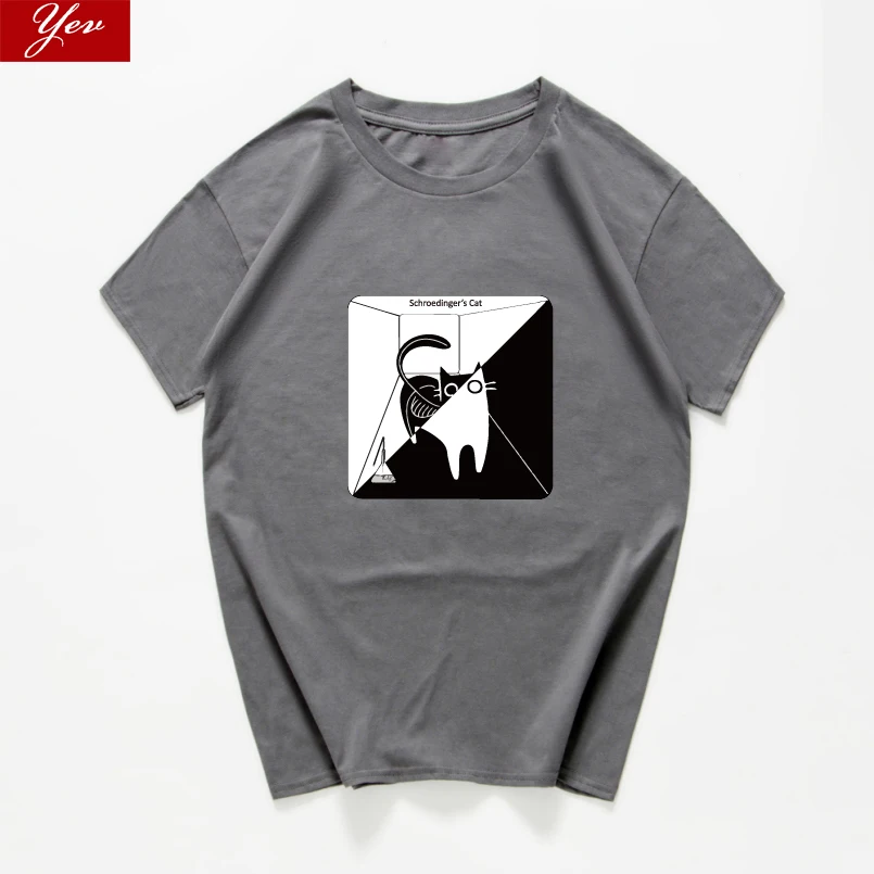 Schrodingers кошка физика Футболка мужская Юмористическая футболка homme Graphic свободная