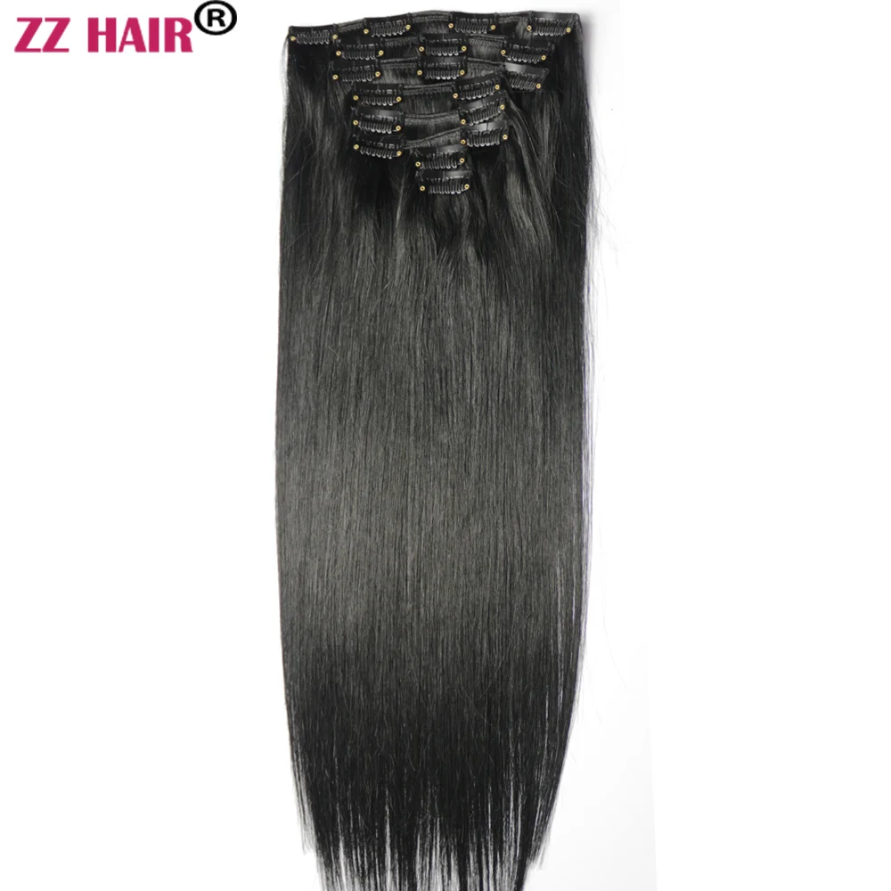 ZZHAIR 100 г 160 16 26 дюймов машинная работа волосы без повреждений набор из 8 шт. зажимы