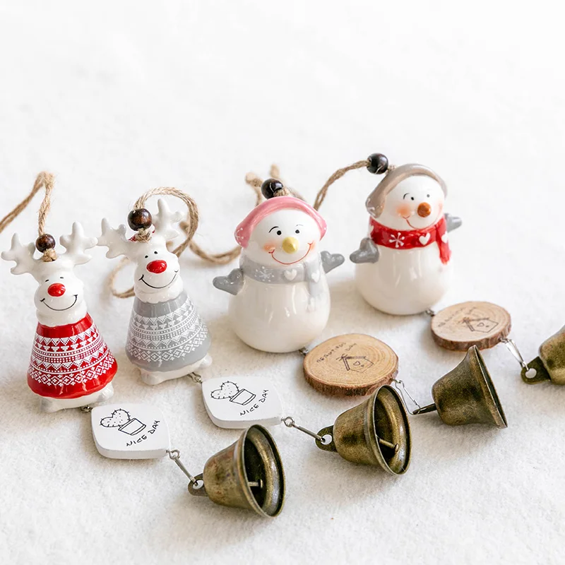 

Girls 2021 Christmas Ornaments Baby Room White Cute Room Small Ornaments Vintage Bedroom Ceramics Bells Natal Home Decor ZZ50XX