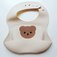 baby bib bear adjustable waterproof saliva dripping bibs soft edible silicone saliva towel drooling baby scarf keep clean