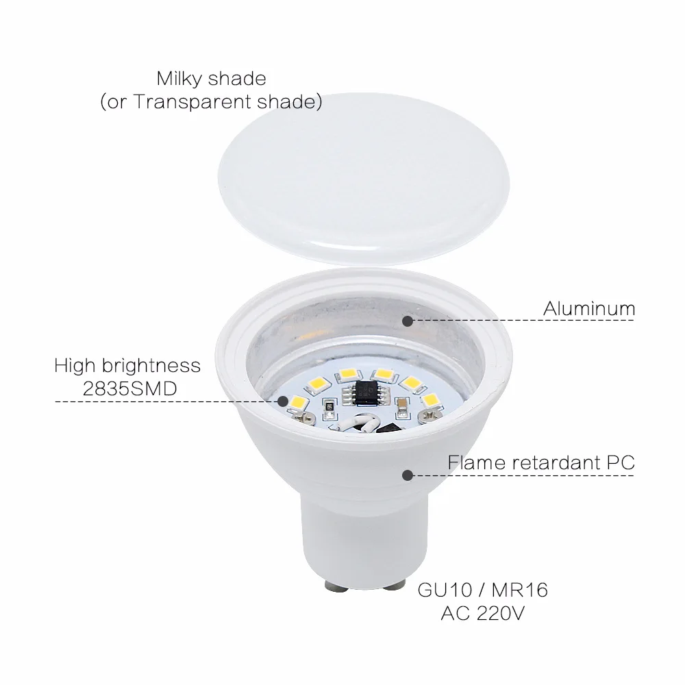 1 шт. светодиодный светильник с лампочкой GU10 MR16 GU5.3 6W 220V COB Чип угол луча 120 24