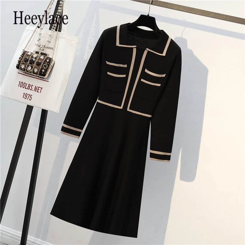 Женское офисное платье свитер больших размеров осенне зимнее плотное теплое