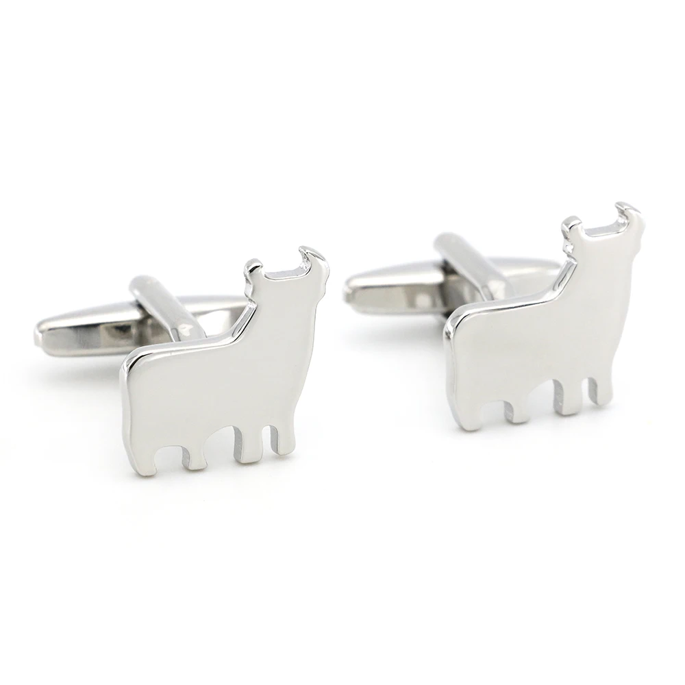 

Free Shipping Men's Cufflinks Cattle Design Silver Color Quality Copper Cuff Links Wholesale&retail