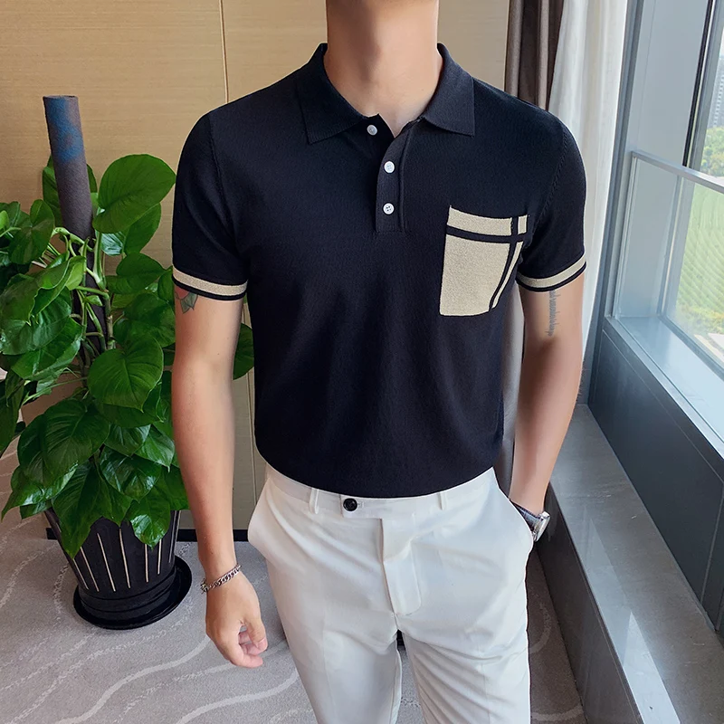 Высококачественная Летняя мужская рубашка поло Модная трикотажная с коротким
