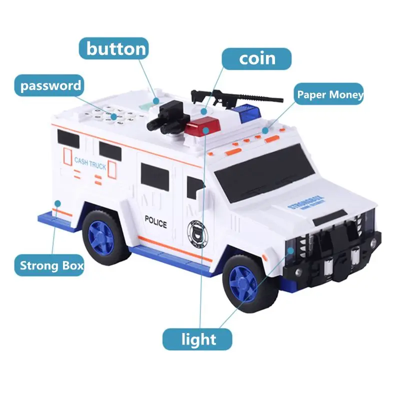 

Armored Car Bank Password Piggy Bank with Music and Light Electronic Money Bank Toy Car Birthday Gifts for Kids