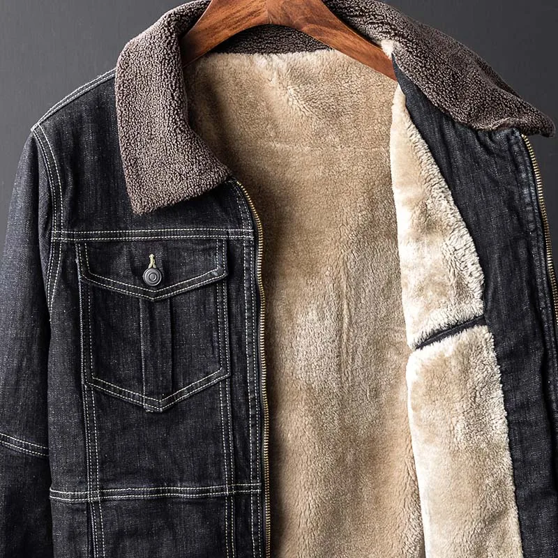 Мужские зимние теплые джинсовые куртки Mcikkny с меховым воротником и флисовой