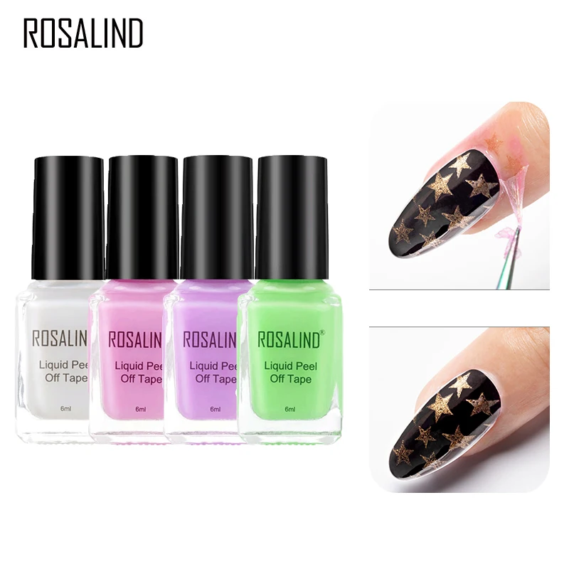 ROSALIND Peel Off Liquid Tape Fast Dry Special Anti-overflow Armor White Nail Art Gel Easy Clean Odor-free Edge 6ML | Красота и