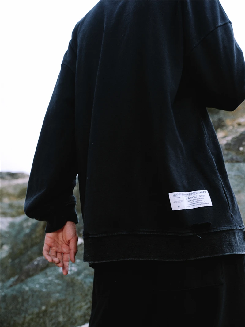 CoooColl Sweatshirts Kanye West Winter 19FW DESTROY Distress Old Crush SWEATSHIRT Streetwear HipHop Fashion Black Casual Men