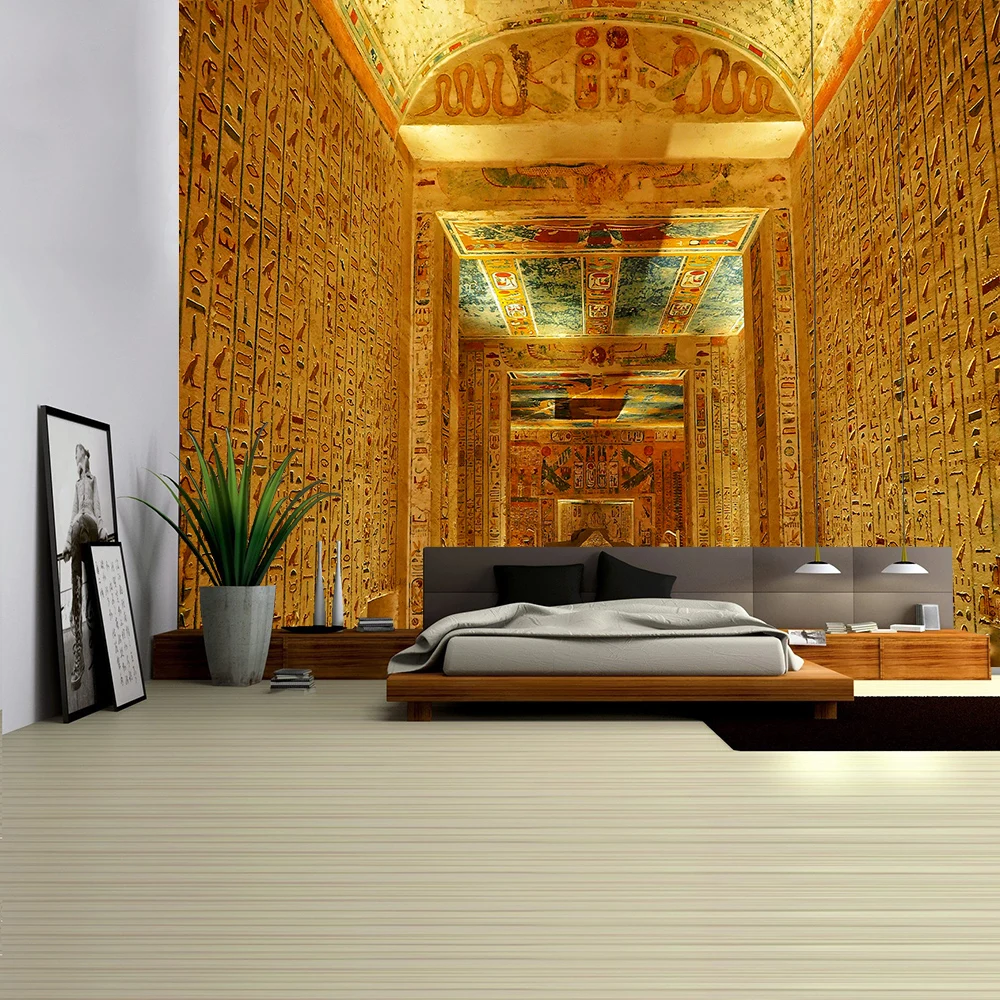 

Ancient Egyptian Mural Tapestry Wall Pharaoh Hanging Bedspread Mats Hippie Style Backdrop Cloth Home Decor