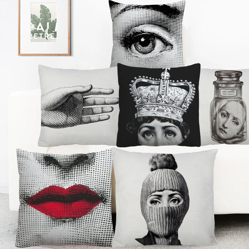 Fornasetti картины Чехлы для подушек Европейский ретро Винтаж лицо глаз Чехлы для подушек диван диване декоративные Льняные Наволочки Чехол